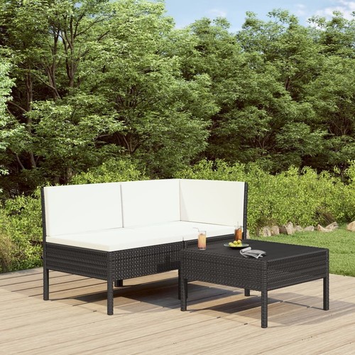 Piece black rattan - 3-piece,